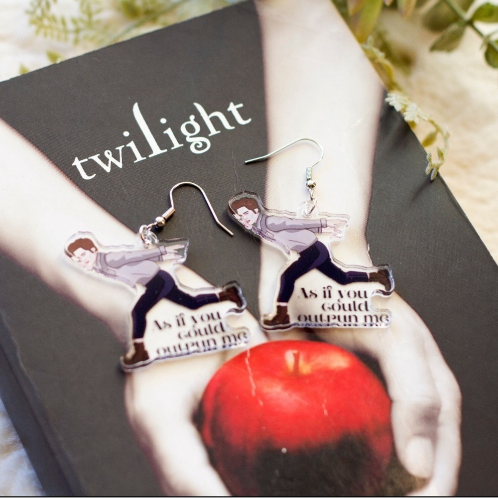 2/$30🌵 Twilight Edward Cullen Acrylic Earrings As If You Could Outrun Me NEW